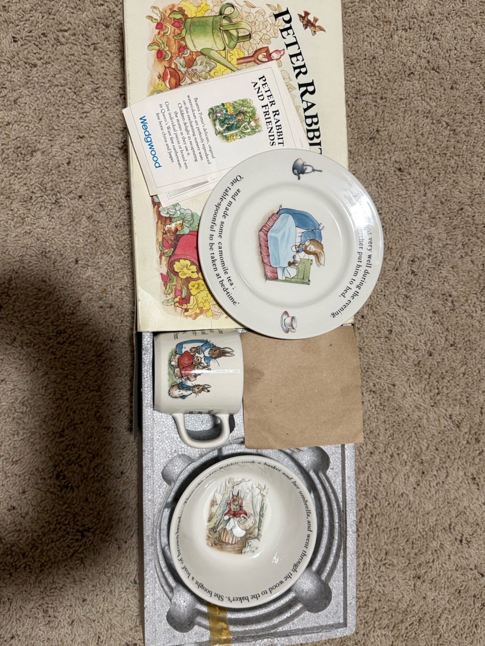 Vintage Peter Rabbit Nursery Set by Wedgwood 3 piece set from England